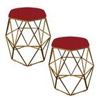 Kit 02 Puff Banqueta Aramado Luna Para Penteadeira Hexágono B