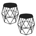 Kit 02 Puff Banqueta Aramado Luna Para Penteadeira Quarto Hex