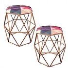 Kit 02 Puff Banqueta Aramado Luna Para Penteadeira Quarto Hex