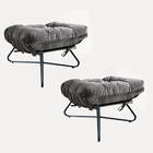 Kit 02 Puff Banqueta Costela Ferro Industrial X Pés Cruzados