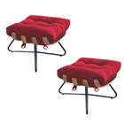 Kit 02 Puff Banqueta Costela Madeira X Pés Cruzados Sala Quar