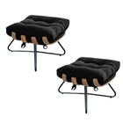 Kit 02 Puff Banqueta Costela Madeira X Pés Cruzados Sala Quar