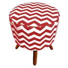 Kit 02 Puff Banqueta Decorativa Redondo Zig Zag Vermelho
