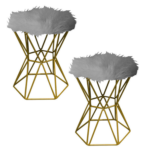 Kit 02 Puff Banqueta Louis Aramado Hexágono Para Penteadeira