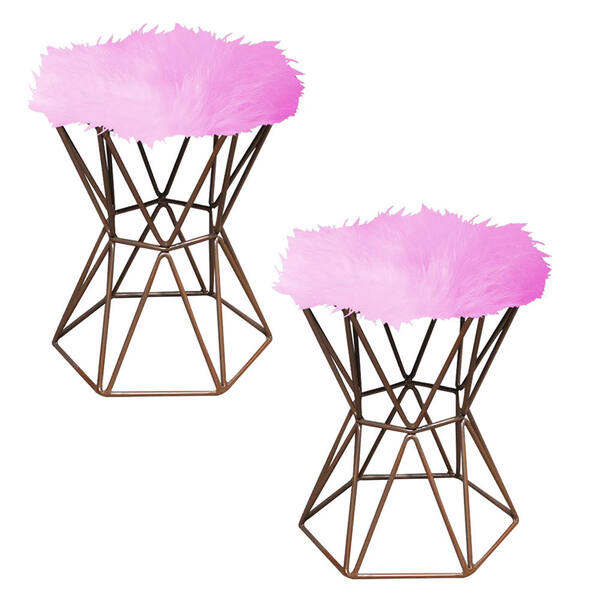 Kit 02 Puff Banqueta Louis Aramado Hexágono Para Penteadeira