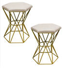 Kit 02 Puff Banqueta Louis Industrial Para Penteadeira Sala H