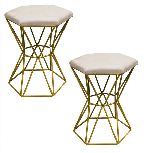 Kit 02 Puff Banqueta Louis Industrial Para Penteadeira Sala H