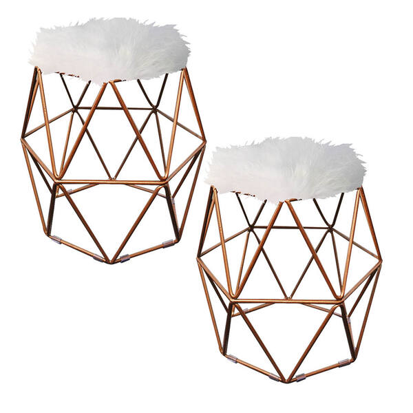 Kit 02 Puff Banqueta Luna Aramado Hexágono Para Penteadeira S