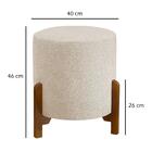 Kit 02 Puff Banqueta Redondo Para Sala E Quarto Linho Bege -