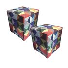 Kit 02 Puff Decorativo Dado Estampado Triangulo - Dominic Dec