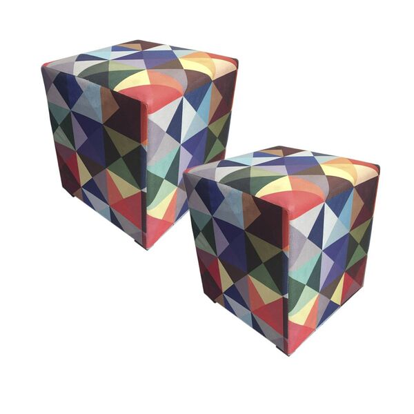 Kit 02 Puff Decorativo Dado Estampado Triangulo - Dominic Dec