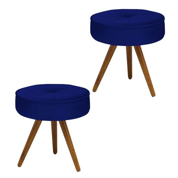 Kit 02 Puff Decorativo Julia Redondo Suede Azul Marinho - D'r