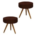 Kit 02 Puff Decorativo Julia Redondo Suede Marrom - D'rossi