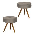 Kit 02 Puff Decorativo Julia Redondo Suede Marrom Rato - D'ro