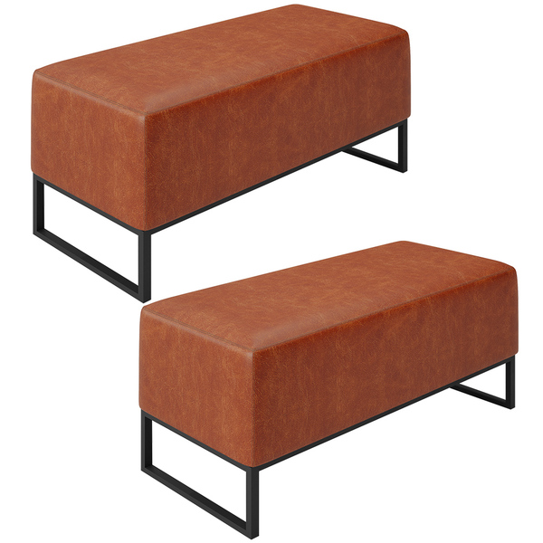 Kit 02 Puff Decorativo Para Sala De Estar Cléo W01 Base De Fe