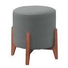 Kit 02 Puff Decorativo Redondo Thor Linho Sala Estar Cinza