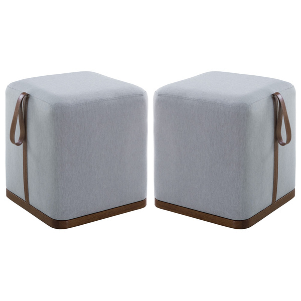 Kit 02 Puff Decorativo Sala De Estar Nurse Cinza Claro G55 -