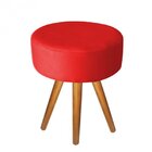 Kit 02 Puff Duda Decorativo Redondo Suede Vermelho Brasil Dec