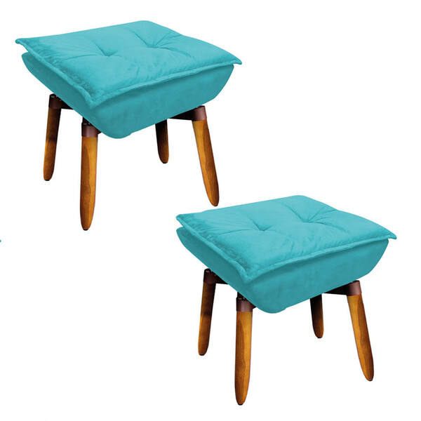 Kit 02 Puff Giratório Opala Suede Base Pés Palito 25 Cm - D'r