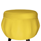 Kit 02 Puff Pétala Pés Palito Tabaco Suede Amarelo - Ds Estof