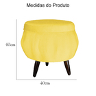 Kit 02 Puff Pétala Pés Palito Tabaco Suede Amarelo - Ds Estof