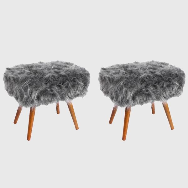 Kit 02 Puff Puf Decorativo Sien Pelo Sintetico Sone