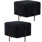 Kit 02 Puff Quadrado Decorativo Status 45x45 D02 Pés De Aço V