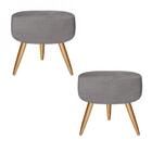 Kit 02 Puff Redondo Charme Cinza