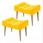 Kit 02 Puff Requinte Capitone Suede Amarelo