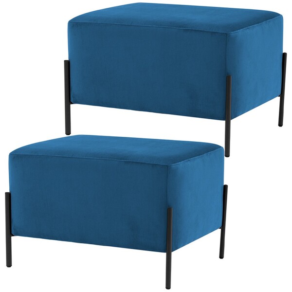 Kit 02 Puff Retangular Decorativo Status 60x45 D02 Pés De Aço