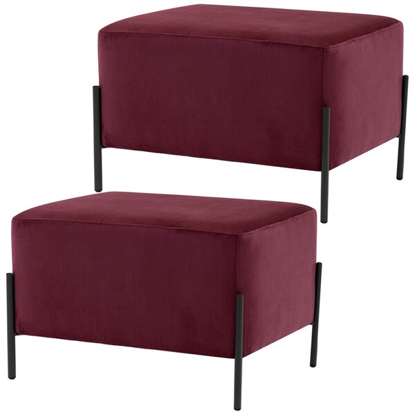 Kit 02 Puff Retangular Decorativo Status 60x45 D02 Pés De Aço