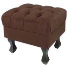 Kit 02 Puff Retrô Luis Xv Capitonê Suede Marrom D´rossi