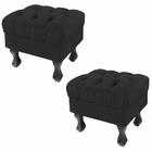 Kit 02 Puff Retrô Luis Xv Capitone Suede Preto