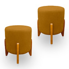 Kit 02 Puff Thor Redondo Para Sala E Quarto Veludo Escolha Su