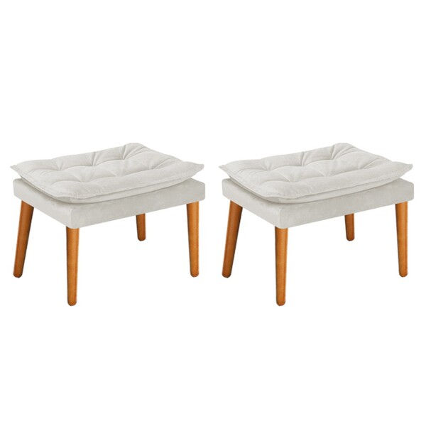 Kit 02 Puffs Apolo Palito Mel Suede Bege - Amarena Móveis