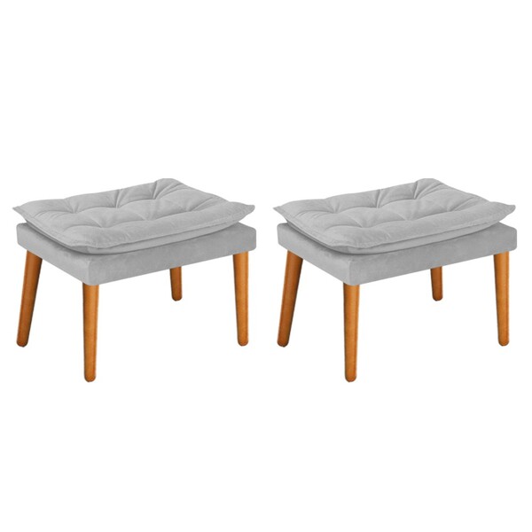 Kit 02 Puffs Apolo Palito Mel Suede Cinza - Amarena Móveis