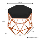 Kit 02 Puffs Banco Decorativo Aramado Hexagonal Base Eiffel B