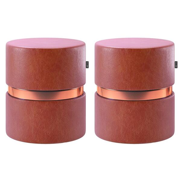 Kit 02 Puffs Bancos Decorativos Redondo Porto 49x43cm Corano