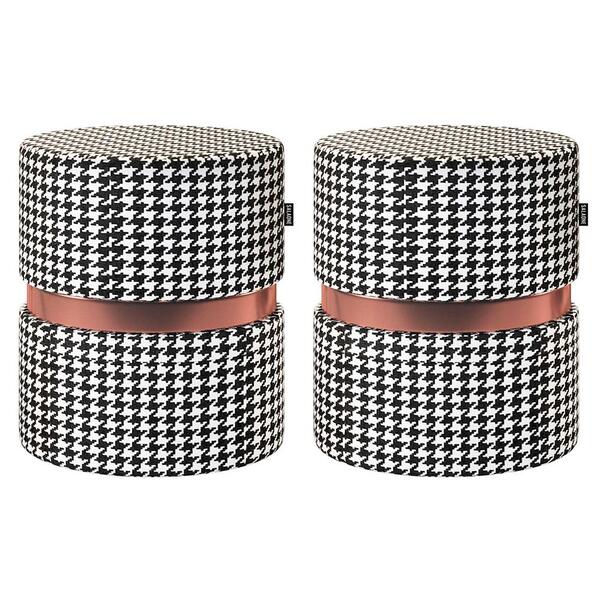 Kit 02 Puffs Bancos Decorativos Redondo Porto 49x43cm Suede C