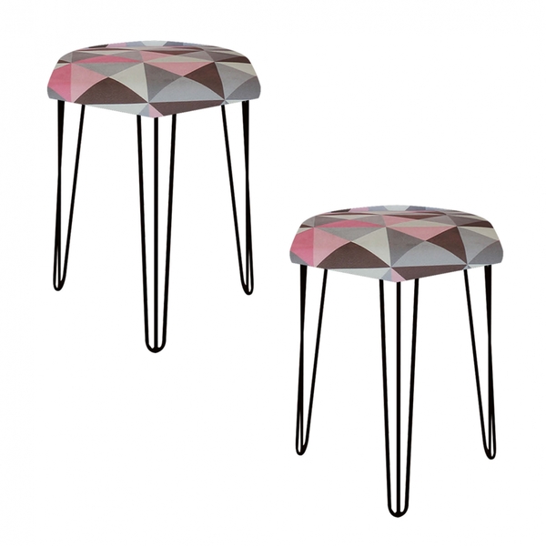 Kit 02 Puffs Banqueta Alta Bita Industrial Sala Penteadeira P