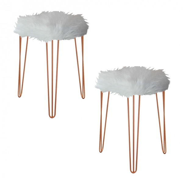 Kit 02 Puffs Banqueta Alta Bita Industrial Sala Penteadeira P