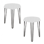 Kit 02 Puffs Banqueta Alta Bita Industrial Sala Penteadeira P