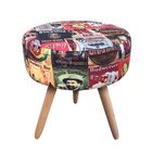 Kit 02 Puffs Banqueta Berlim Redondo Estampado Beer Pés Natur