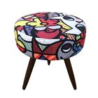 Kit 02 Puffs Banqueta Berlim Redondo Estampado Romero Britto