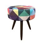 Kit 02 Puffs Banqueta Berlim Redondo Estampado Triângulo Pés