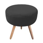 Kit 02 Puffs Banqueta Berlim Redondo Suede Preto Pés Natural