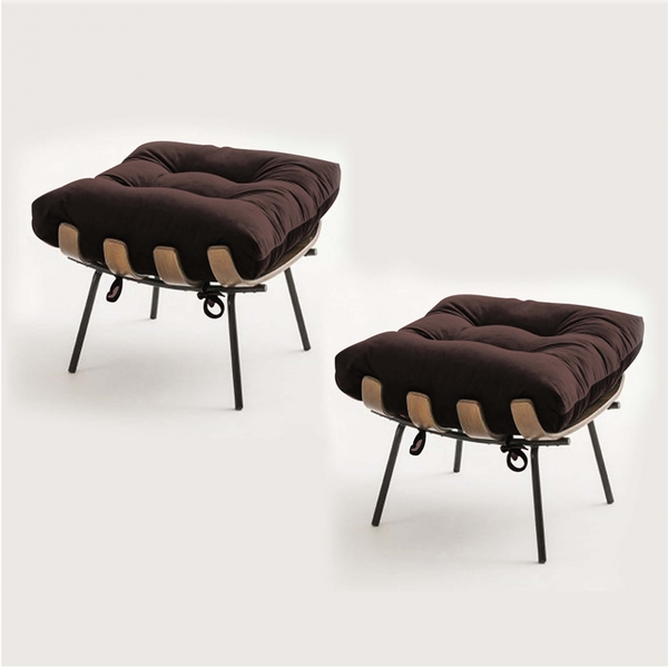 Kit 02 Puffs Banqueta Costela Decorativa Sala De Estar Suede