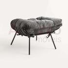 Kit 02 Puffs Banqueta Costela Industrial Ferro Preto Sala De