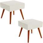 Kit 02 Puffs Banqueta Decorativa Com Pés Palito Lívia W01 Lin