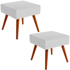 Kit 02 Puffs Banqueta Decorativa Com Pés Palito Lívia W01 Lin